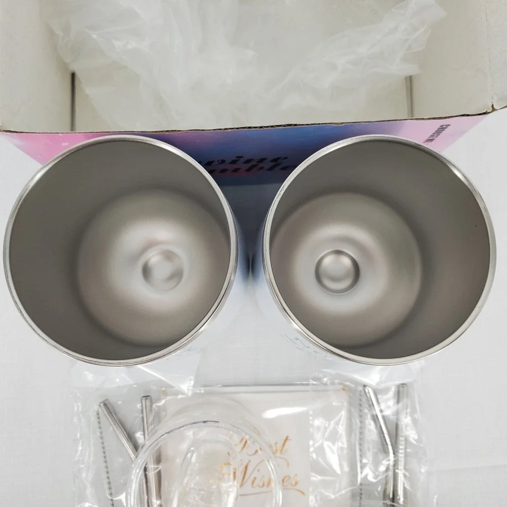 White Insulated Wine Tumblers Not A‎ Day Over Fabulous with Lids Straws Gift Box